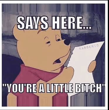 Winnie the Pooh reading an unflattering verdict from a sheet of paper